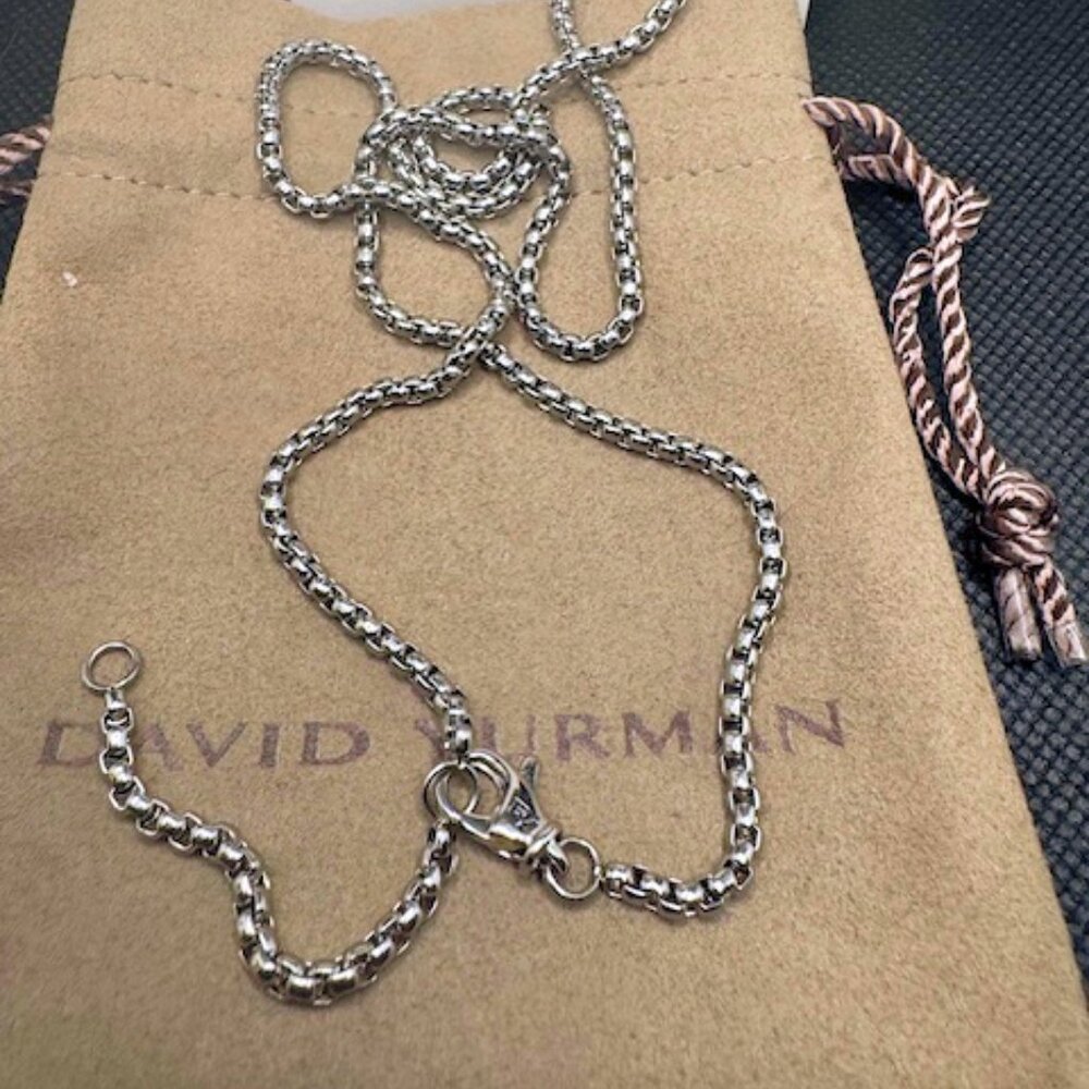 David Yurman Unisex 2.7mm Silver Box Chain Necklace
